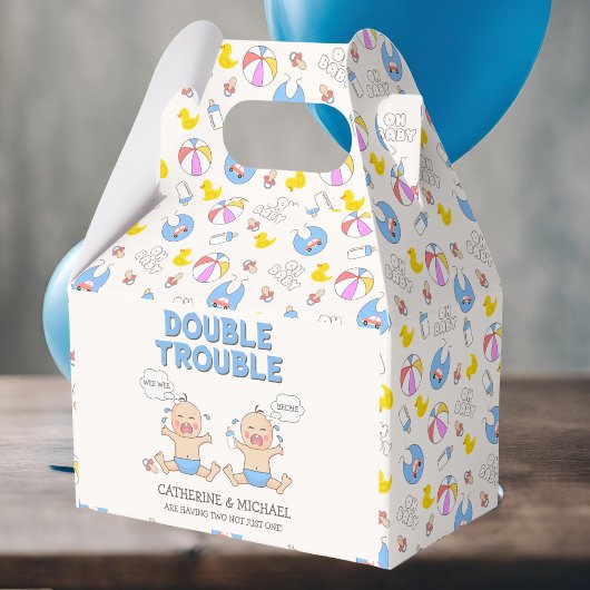 Doppeltrouble Twin Boys Babydusche Geschenkschachtel