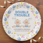 Doppeltrouble Twin Boys Babydusche Pappteller