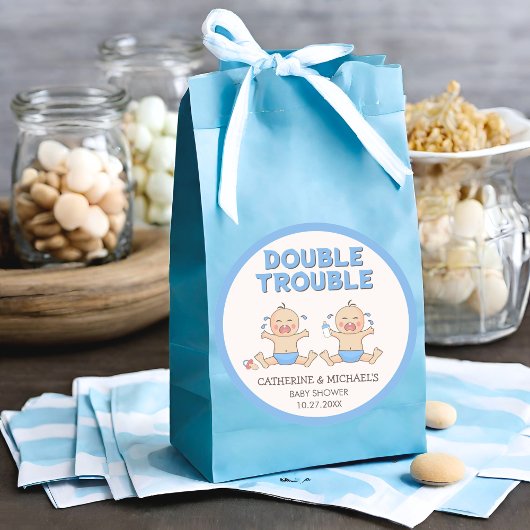 Doppeltrouble Twin Boys Babydusche Runder Aufkleber