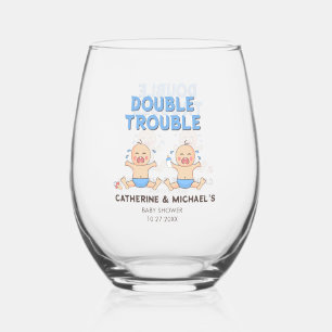 Doppeltrouble Twin Boys Babydusche Weinglas Ohne Stiel