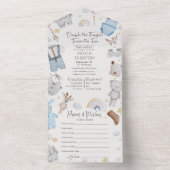 Doppeltrouble Twin Boys & Hopps Babydusche All In One Einladung (Innen Boden)