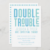 Doppeltrouble Twin Boys Kinderdusche Einladung (Vorne/Hinten)