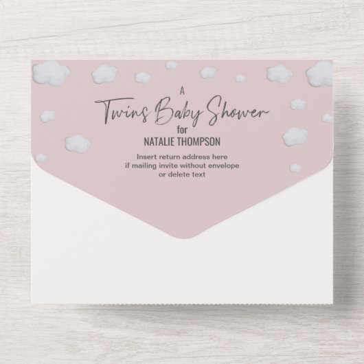 Doppeltrouble Twin Girls & Advice Baby Dusche All In One Einladung (Rückseite)