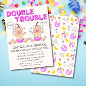 Doppeltrouble Twin Girls Babydusche Einladung