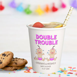 Doppeltrouble Twin Girls Babydusche Pappbecher