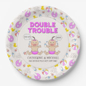 Doppeltrouble Twin Girls Babydusche Pappteller (Vorderseite)
