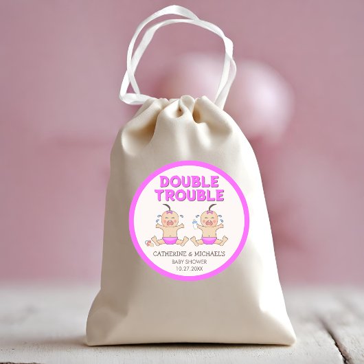 Doppeltrouble Twin Girls Babydusche Runder Aufkleber