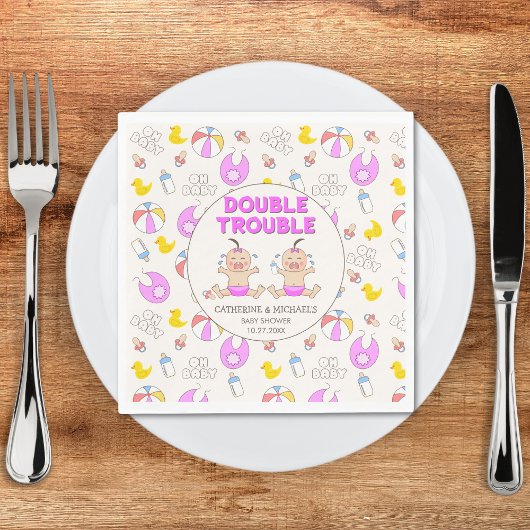 Doppeltrouble Twin Girls Babydusche Serviette