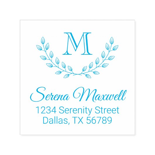 Doppelverzweigung Kranz, Blätter Monogram 2-Adress Permastempel (Design)