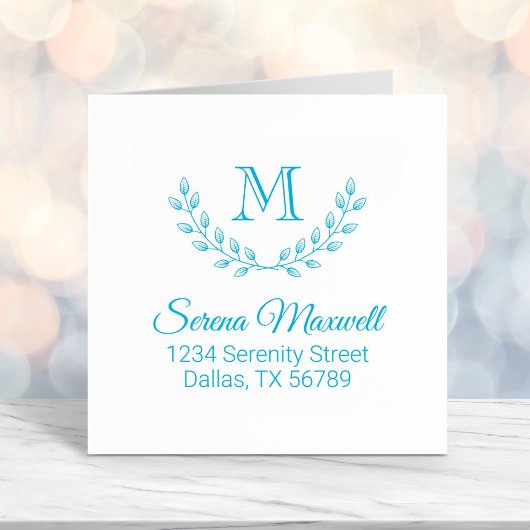 Doppelverzweigung Kranz, Blätter Monogram 2-Adress Permastempel