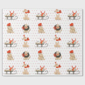 Doppy Puppy Red Dot Muster Weihnachtswrapping Pape Geschenkpapier (Flach)