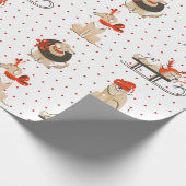 Doppy Puppy Red Dot Muster Weihnachtswrapping Pape Geschenkpapier (Ecke)