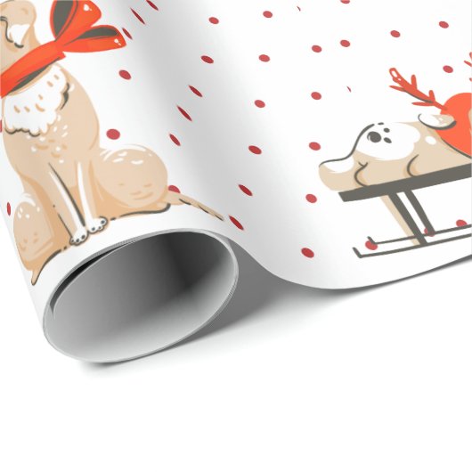 Doppy Puppy Red Dot Muster Weihnachtswrapping Pape Geschenkpapier (Rolleneckpunkt)