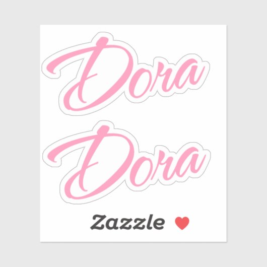 Dora Name in Pink x2 Aufkleber (Blatt)
