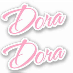 Dora Name in Pink x2 Aufkleber