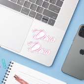 Dora Name in Pink x2 Aufkleber (Laptop mit iPhone)