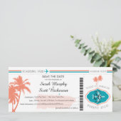 Dorado Beach Puerto Rico Boarding Pass Save The Date (Stehend Vorderseite)