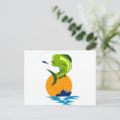 Dorado-Delphin-Fisch oder Mahi-Mahi-Springling Postkarte (Stehend Vorderseite)