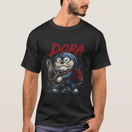 Doraemon Fatality Dark Comic Fighting Game Art T-Shirt (Vorderseite)