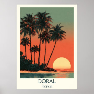 Doral Florida Vintag Palm Sonnenuntergang Kunstvol Poster