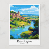Dordogne France Vintage Travel Illustration Postkarte (Vorderseite)