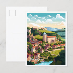Dordogne Frankreich Kunst Vintage-Reiseillustratio Postkarte