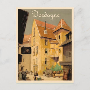 Dordogne-Tour, Stadt, Häuser, Frankreich, Vintage- Postkarte