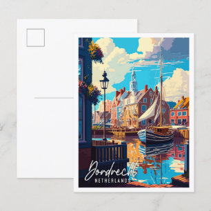 Dordrecht Niederlande Vintage Illustration Postkarte