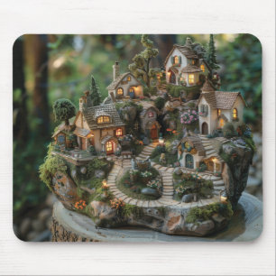 Dorf am Baumstamm Mousepad