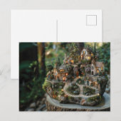 Dorf am Baumstamm Postkarte (Vorne/Hinten)