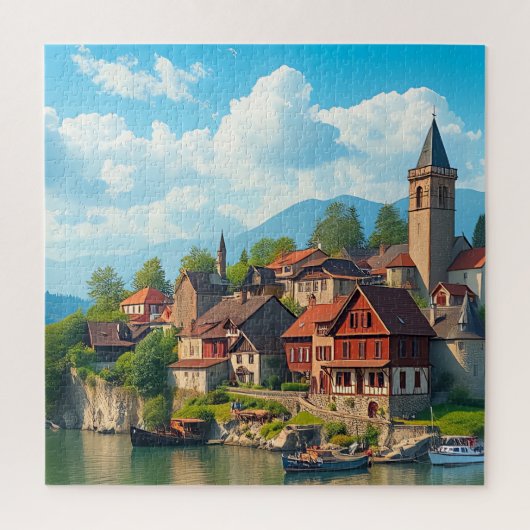 Dorf am See Puzzle (Vertikal)