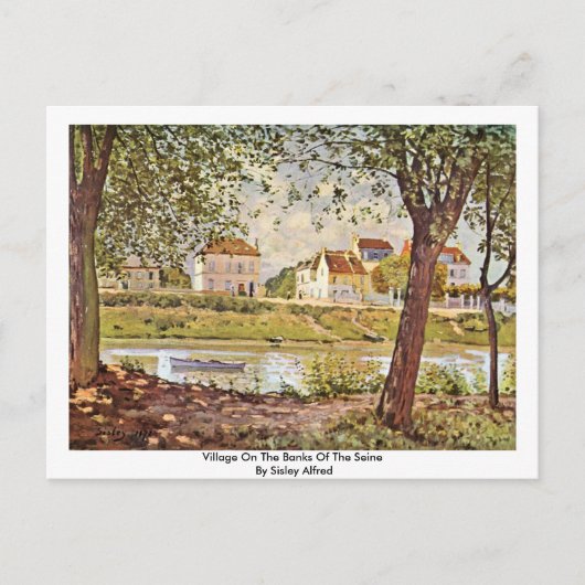 Dorf am Seine-Ufer von Sisley Alfred Postkarte (Vorderseite)