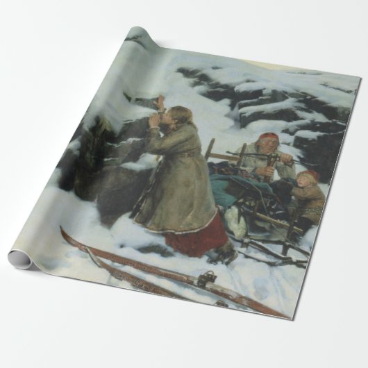 Dorf Burnt im Winter (von Albert Edelfelt) Geschenkpapier (Ungerollt)