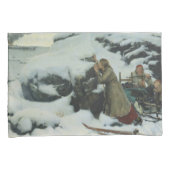 Dorf Burnt im Winter (von Albert Edelfelt) Kissenbezug (Vorderseite-Rechts)