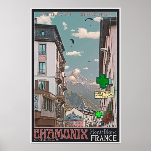 Dorf Chamonix (schwarz) Poster (Vorne)