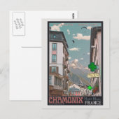 Dorf Chamonix (schwarz) Postkarte (Vorne/Hinten)