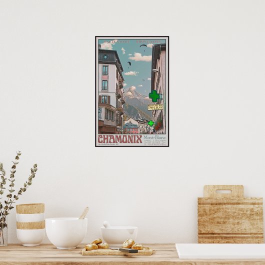 Dorf Chamonix (weiß) Poster (Küche)