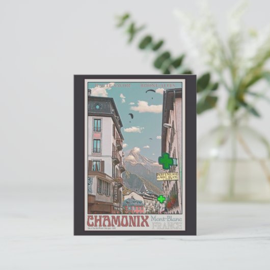 Dorf Chamonix (weiß) Postkarte (Stehend Vorderseite)