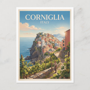 Dorf Corniglia über dem ligurischen Meer Italien Postkarte