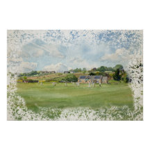 Dorf-Cricket unter yorkshire'schen Himmeln Aquarel
