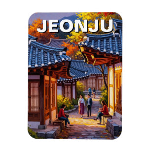 Dorf der Hanok in Jeonju, Südkorea Magnet