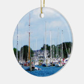 Dorf-Dock bei Wickford, RI Keramik Ornament (Links)