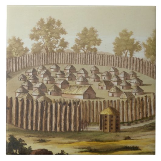 Dorf eines einheimischen Stammes in Florida, Fliese (Vorderseite)