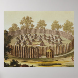 Dorf eines einheimischen Stammes in Florida, Poster