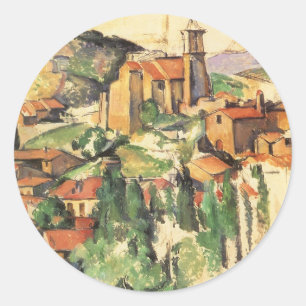 Dorf Gardanne von Paul Cezanne, Vintage Art Runder Aufkleber