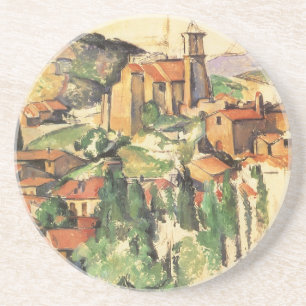 Dorf Gardanne von Paul Cezanne, Vintage Kunst Sandstein Untersetzer