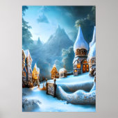 Dorf Gingerbread im Schnee | Art der AI Poster (Vorne)