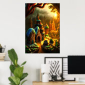 Dorf Gingerbread im Wald | AI Art Poster (Heimbüro)