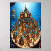 Dorf Gingerbread unter dem Meer | Art der AI Poster (Vorne)
