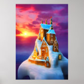 Dorf Gingerbrei auf einem Eisberg | AI Art Poster (Vorne)